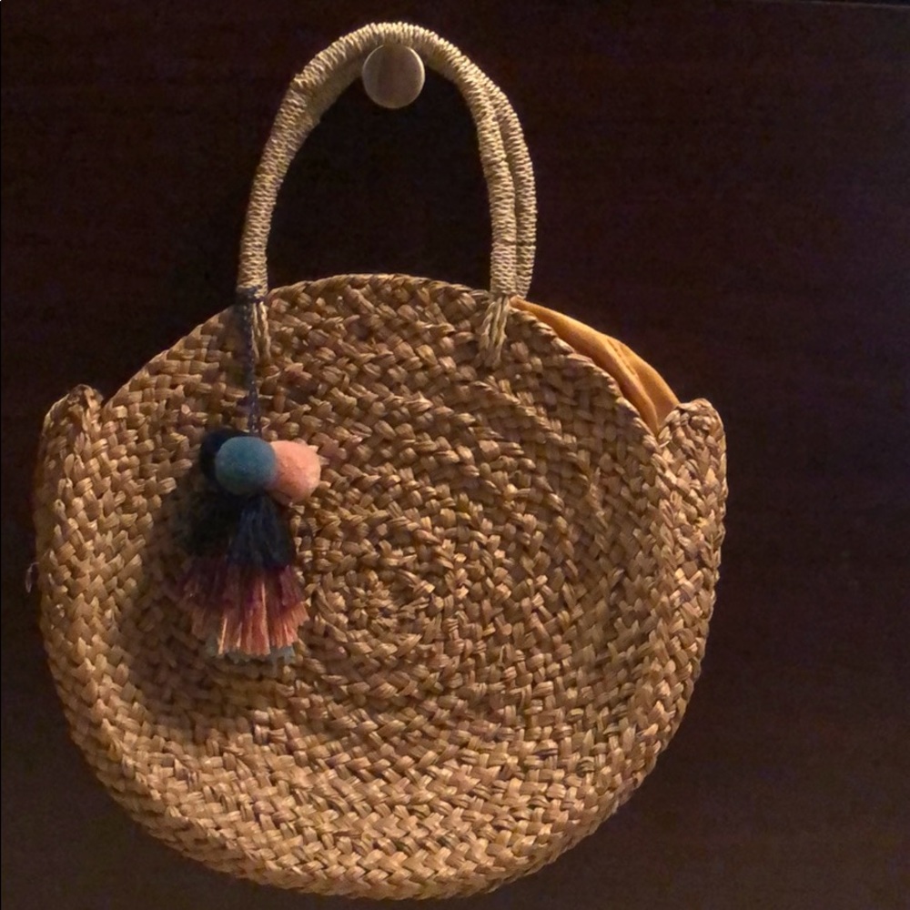 Beach rattan round bag